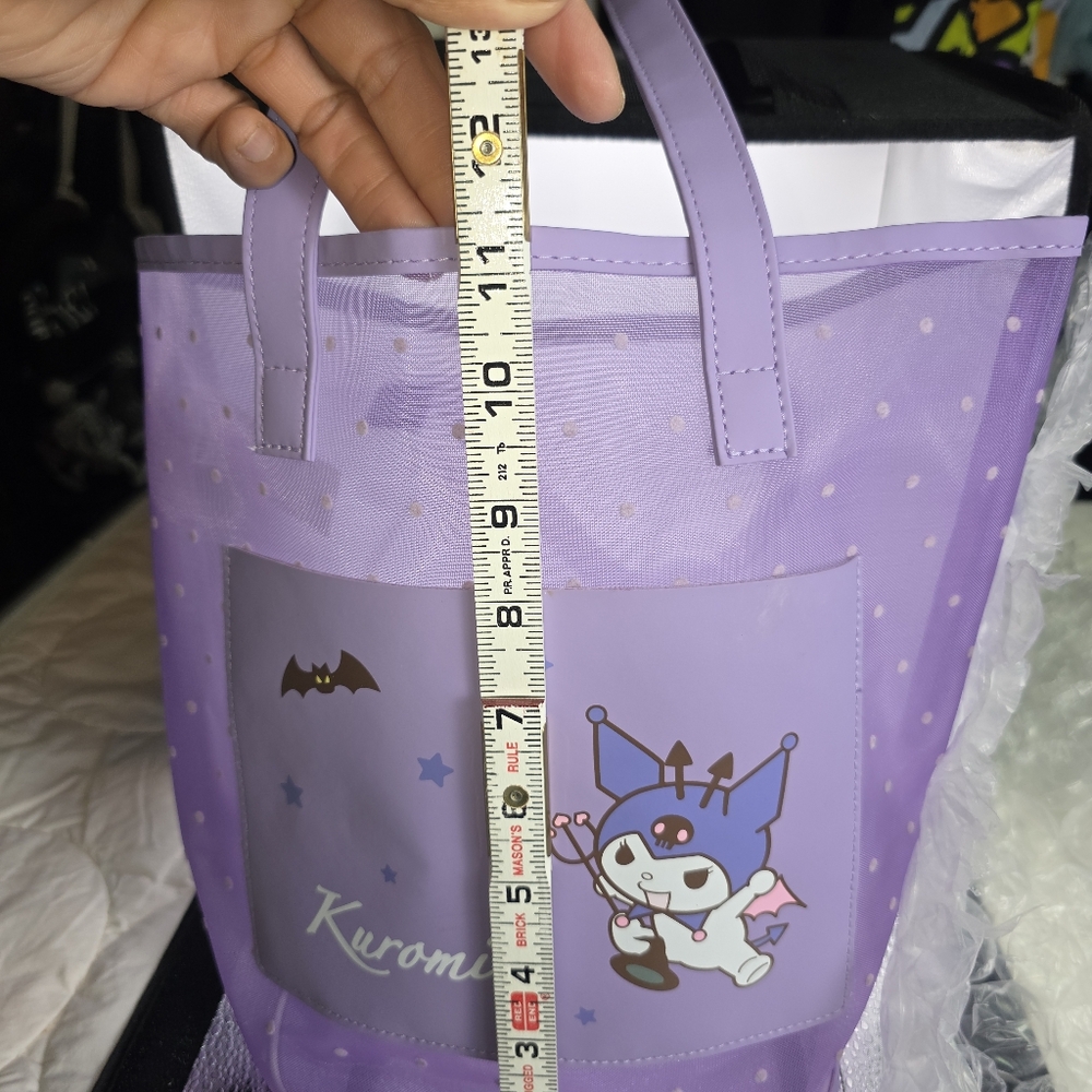 Kuromi Sanrio Tote Bag Lavender Mesh PVC Pastel Goth Kawaii 12.6″ × 11″ × 6.7″ - Picture 14 of 14